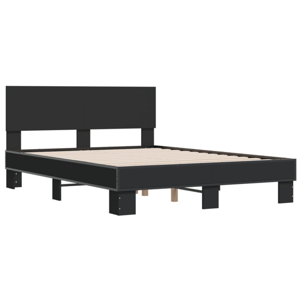 Vidaxl Bed Frame Bed Base Bedstead Black 140X190 Cm Engineered Wood And Metal