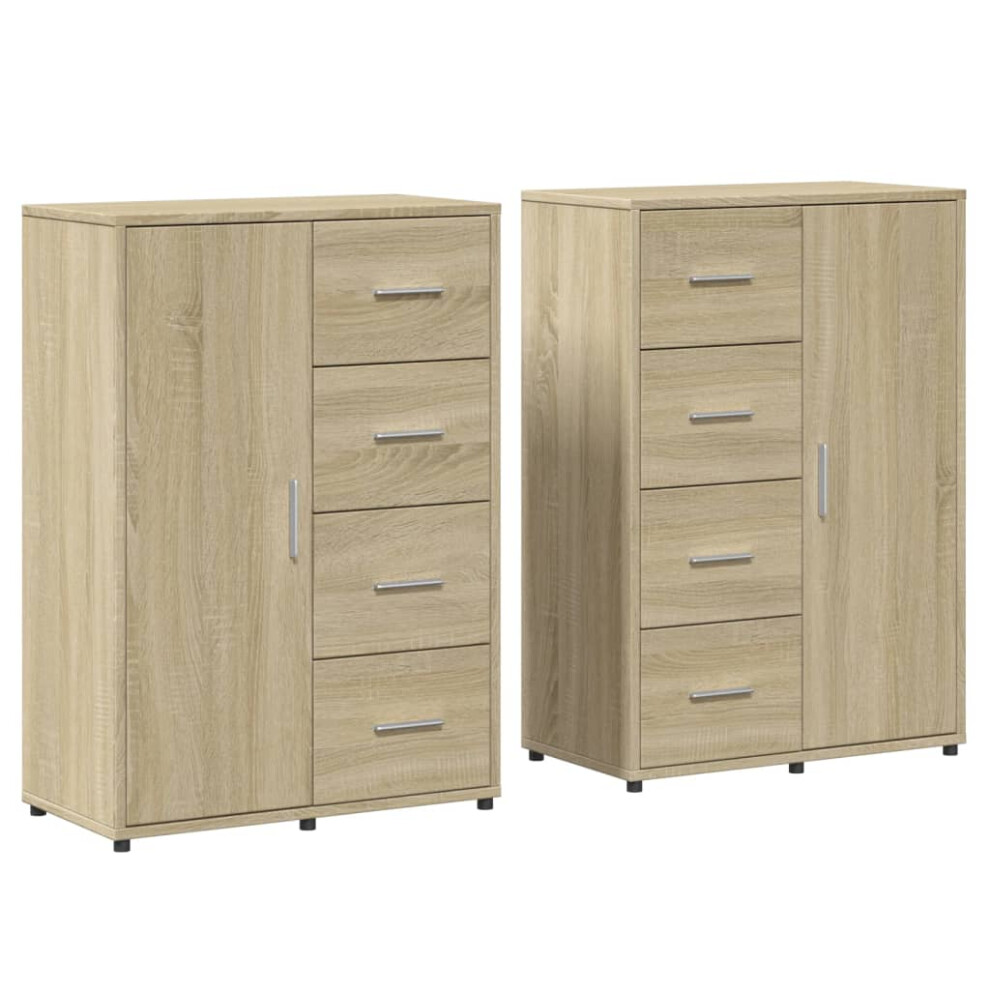 vidaXL Sideboards Cupboard Cabinet Highboard 2 Pcs Sonoma Oak Engineered Wood