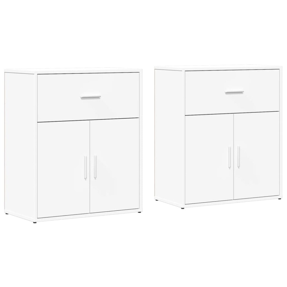 vidaXL Sideboards Cupboard Side Cabinet Highboard 2 pcs White Engineered Wood