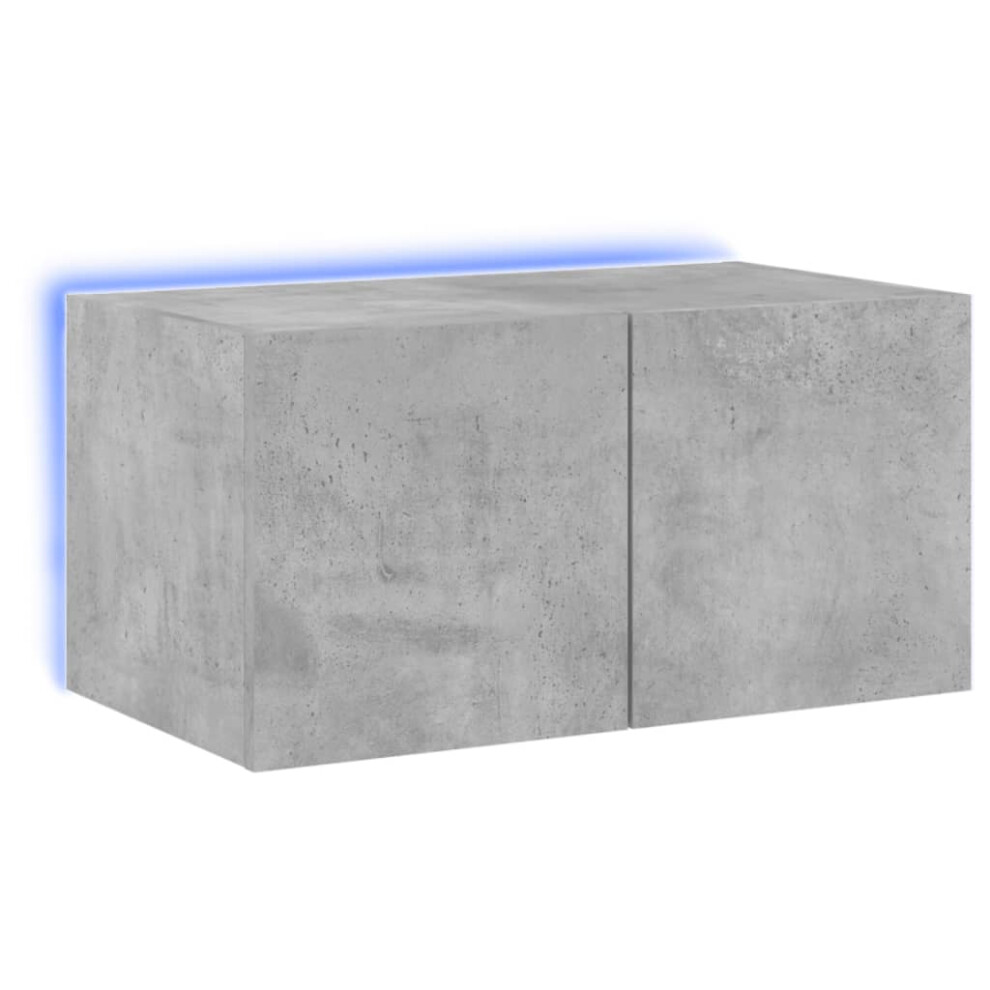 Vidaxl Tv Wall Cabinet With Led Lights Wall Mounted Tv Units Concrete Grey