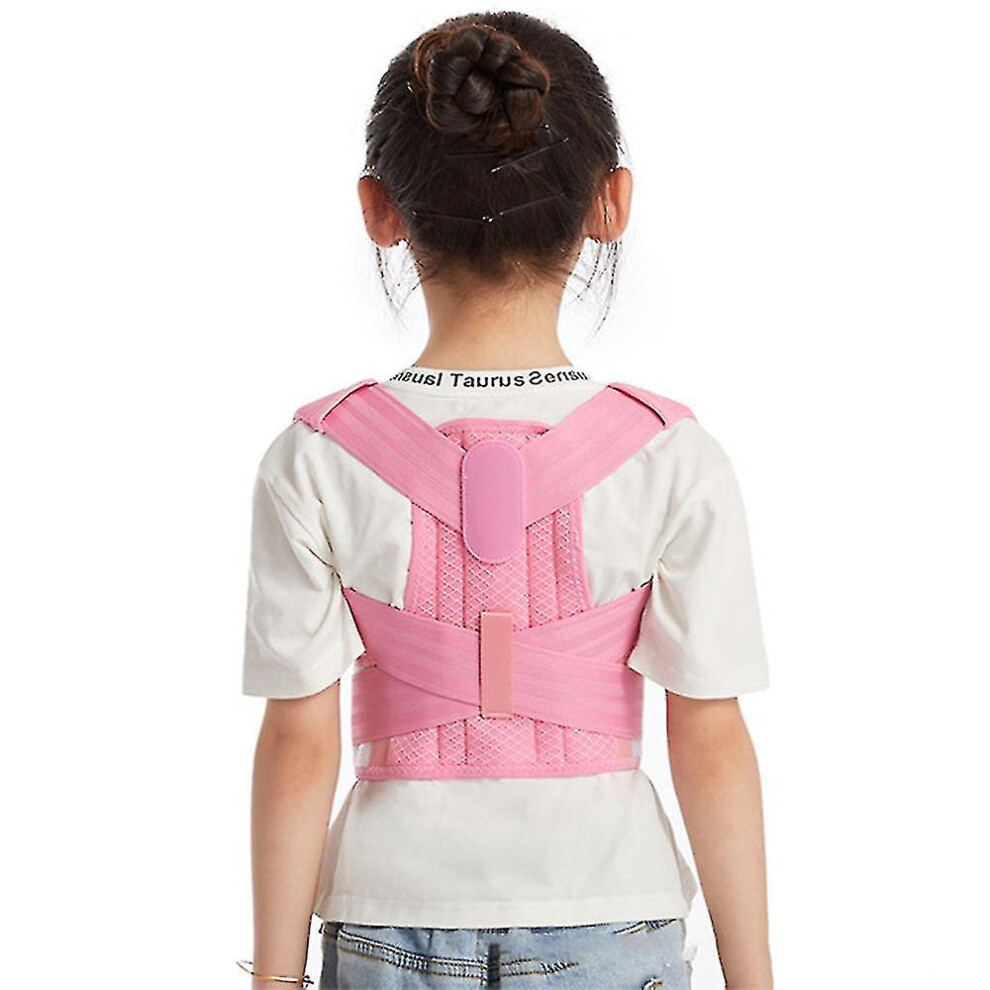 (Pink, L) Adjustable Children Posture Corrector Back Support Belt Kids Orthopedic Corset