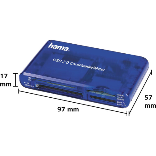 Hama Hama 35 in 1 USB 2.0 Multi Card Reader, Blue 2