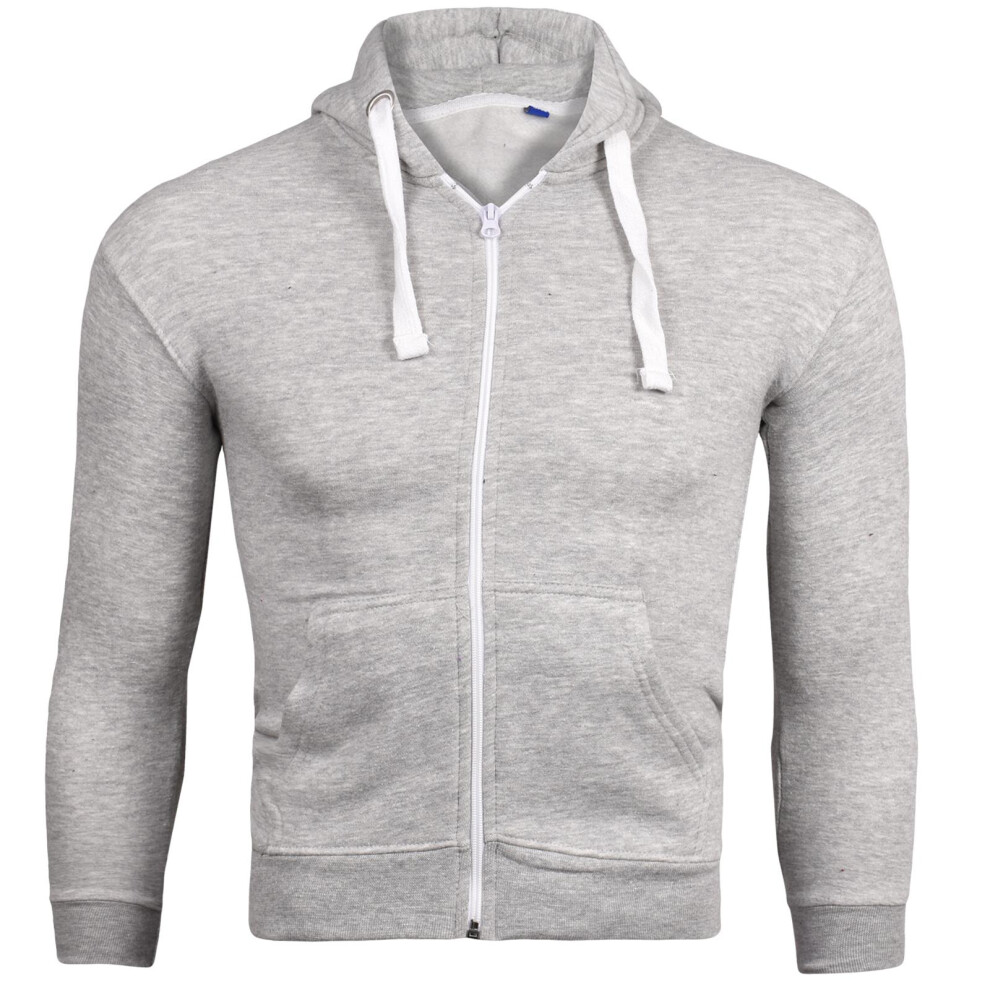 (Grey - White Cord, UK 13 Years) Kids Sweatshirt with WhiteCord Plain Zipper Hoodie