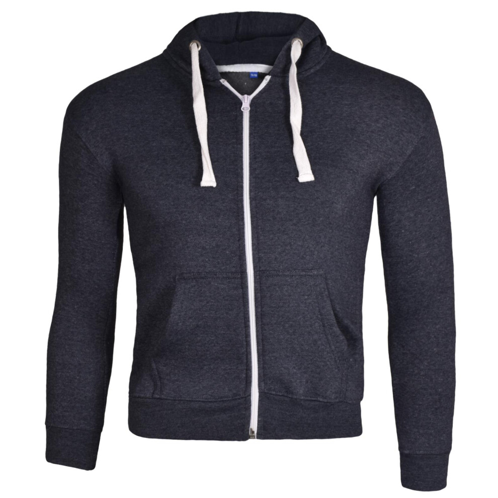 True Face (Navy - White Cord, Uk 7 - 8 Years) Kids Sweatshirt With Whitecord Plain Zipper Hoodie