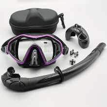 (Purple black) Submarine anti fog soft silicone glasses scuba set