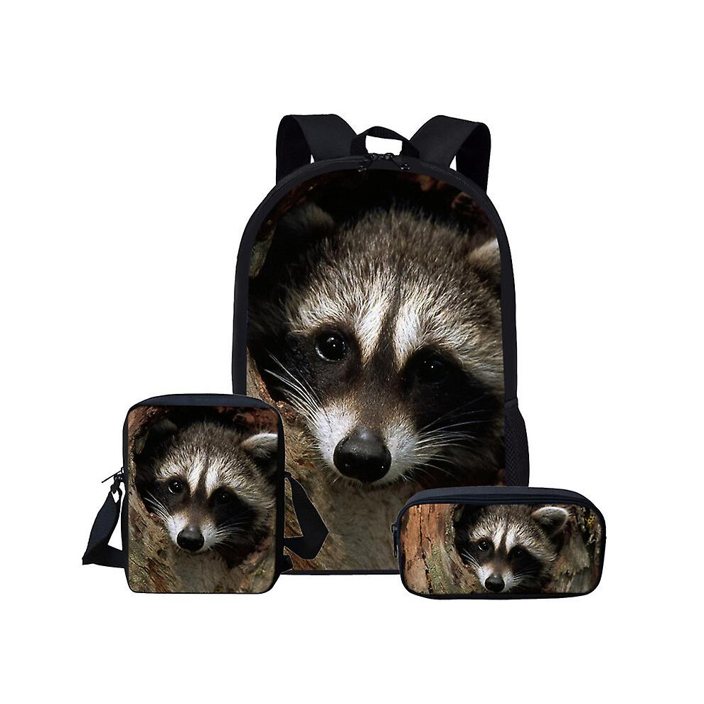(9) Raccoon School Bag For Girl Boys Schoolbag Cute Kids Backpacks Children  Lovely Book Bag Large-capacity Backpack 3-piece Suit-image-OPC-PDTMT28-NEW