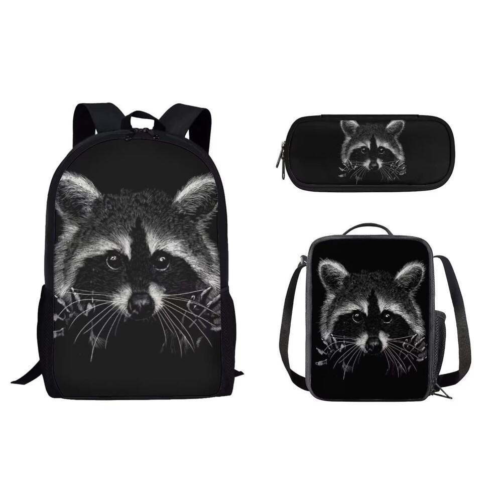 (3) Raccoon School Bag For Girl Boys Schoolbag Cute Kids Backpacks Children  Lovely Book Bag Large-capacity Backpack 3-piece Suit-image-OPC-PDTMT2H-NEW