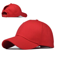 (Red) Cap Rear Opening Ponytail Cap Made Simple Pure Cotton Baseball Cap