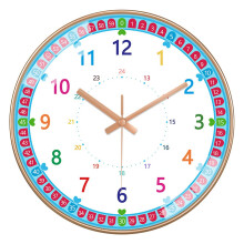 (G) Colorful Silent Wall Clock Bedroom Classroom Playroom Teach Time Telling Skills Clock For Kids Room Decor