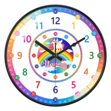 (E) Colorful Silent Wall Clock Bedroom Classroom Playroom Teach Time Telling Skills Clock For Kids Room Decor