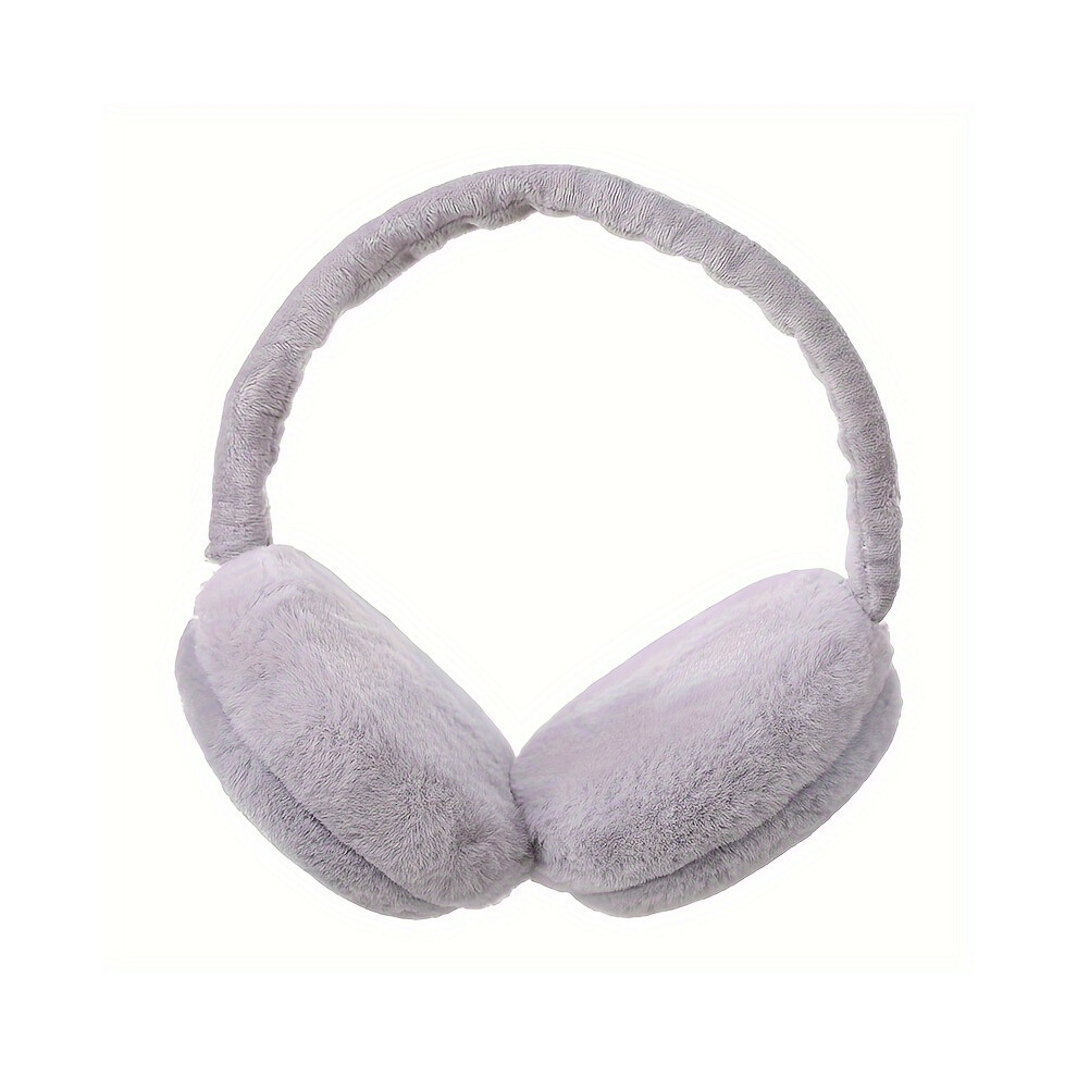 (Gray) Solid Color Earmuffs, Men's Soft Plush Ear Warmer, Foldable Earmuffs