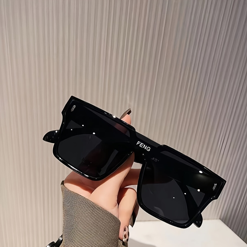 (Black) Large One-piece fashion glasses For Women Men Cool Fashion Anti Glare Sun Shades