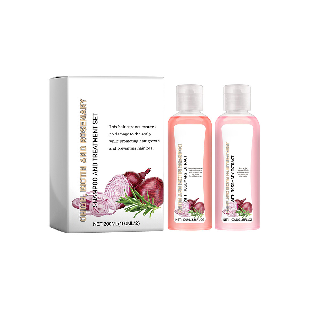 (A) 2PC/SET Onion Rosemary Hair Shampoo Set Treatment Hair Loss Thinning Hair Nourishes roots Thickens The Scalp Hair Growth Shampoo 200ml