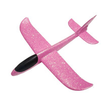 (Pink) 48cm Large LED Airplane Aeroplane Toy Light Foam Outdoor Throwing Flying