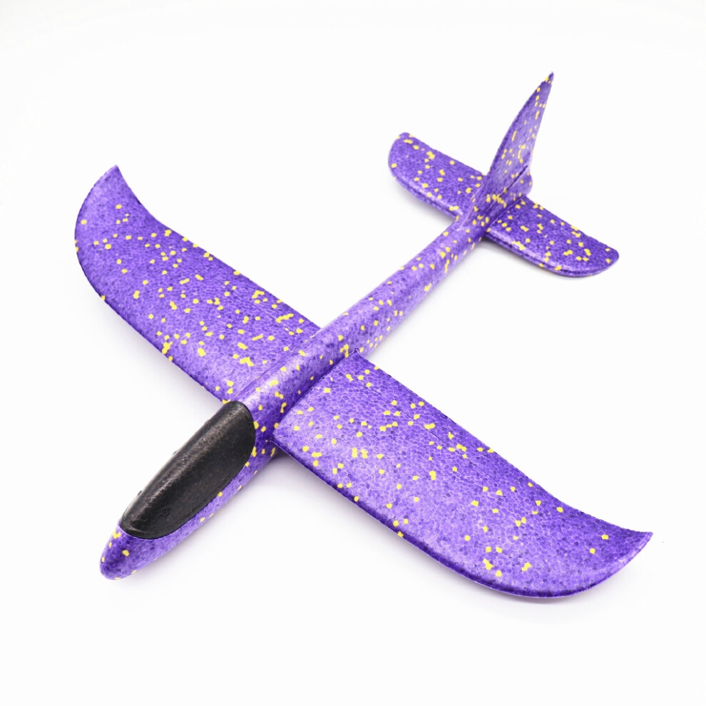 (Purple) 48cm Large LED Airplane Aeroplane Toy Light Foam Outdoor Throwing Flying