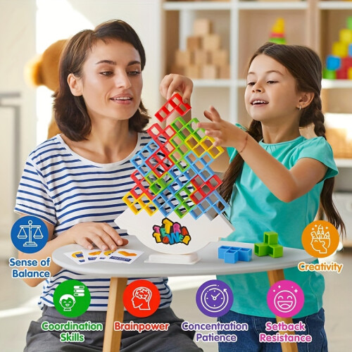 (32 pcs blocks) Tetra Tower Balance Stacking Blocks Desktop Game, Balance Game 2
