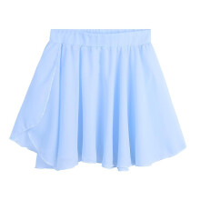 (Light Blue, M) Girls Kids Ballet Dance Skirt Sheer Chiffon Ballet Tutu Gymnastics Leotard Wrap Skirts Dancing Dress