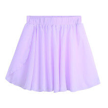 (Purple, L) Girls Kids Ballet Dance Skirt Sheer Chiffon Ballet Tutu Gymnastics Leotard Wrap Skirts Dancing Dress