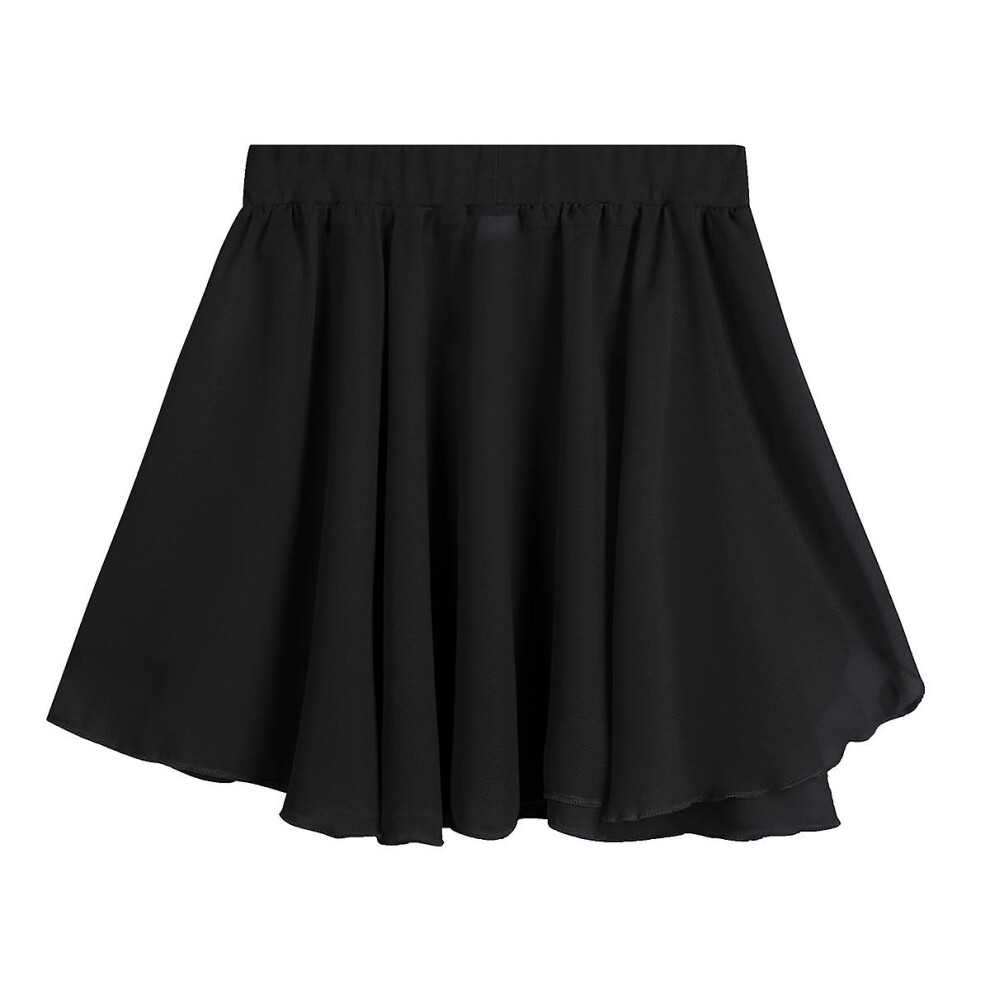 (Black, S) Girls Kids Ballet Dance Skirt Sheer Chiffon Ballet Tutu Gymnastics Leotard Wrap Skirts Dancing Dress
