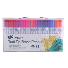 (White pole, 72Pcs color) Dual Tip Drawing Pens Colouring Art Markers