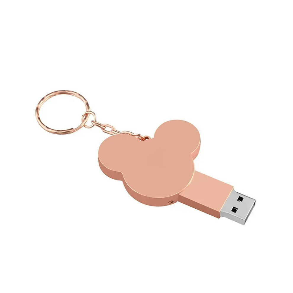 (128GB, Rose gold) Cute Mickey USB Flash Drives 128GB 64GB High speed Memory stick Free key chain Metal U Disk 32GB Waterproof Silver Pen drive 8GB
