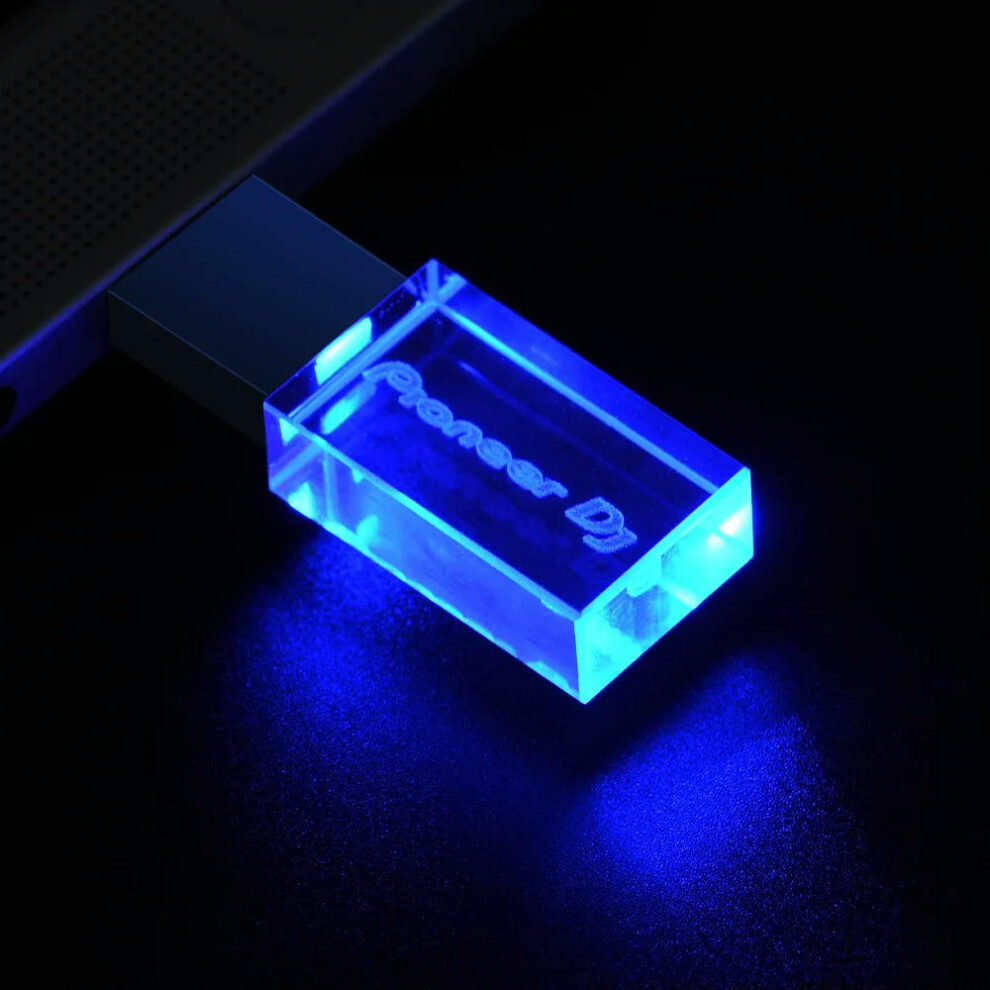 (16GB, With Blue LED) JASTER Pioneer DJ USB Flash Drive 128GB Silver Crystal Memory Stick 64GB Colorful LED Pendrive 32GB Real Capacity U Disk 16GB