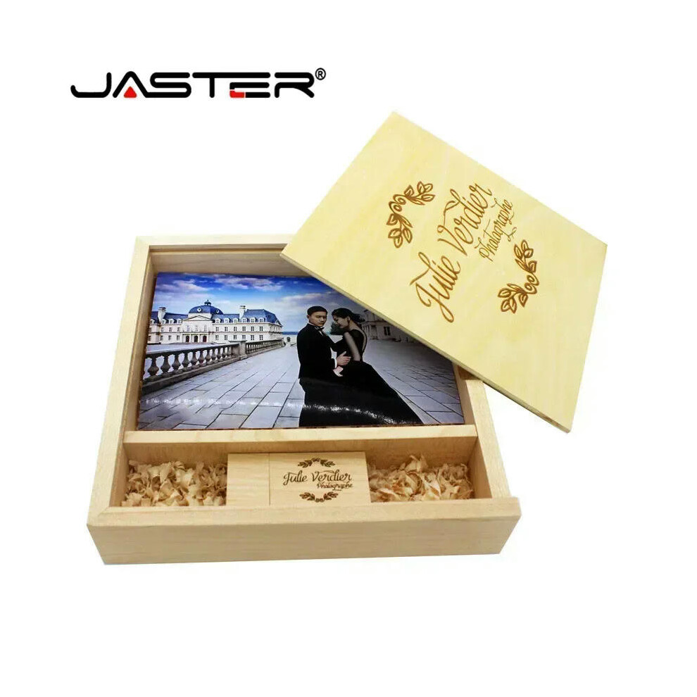 (8GB, Walnut BOX and USB C) JASTER Maple Photo Album Wood USB+Box Memory Stick Pendrive 8GB 16GB 32GB 64GB 128GB Photography Gift Free LOGO (170*170*35 MM)
