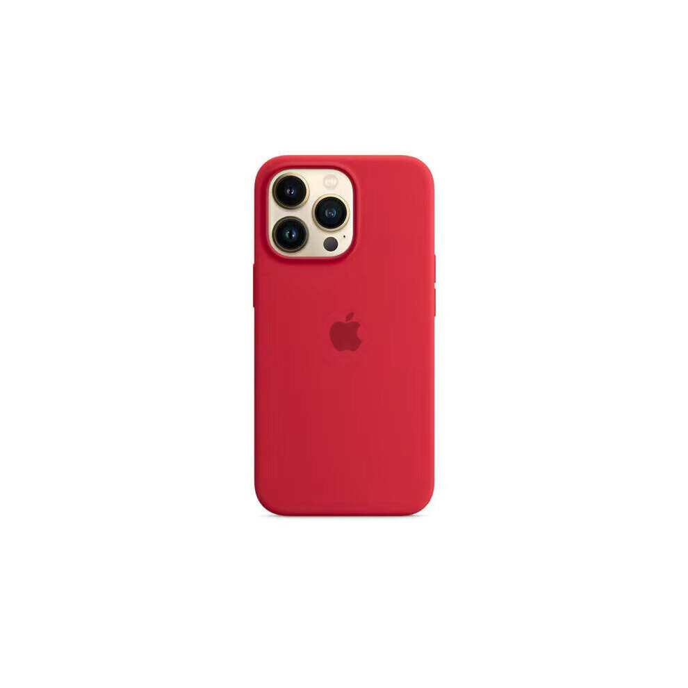 (Red) Silicone Case with MagSafe for Apple iPhone 13