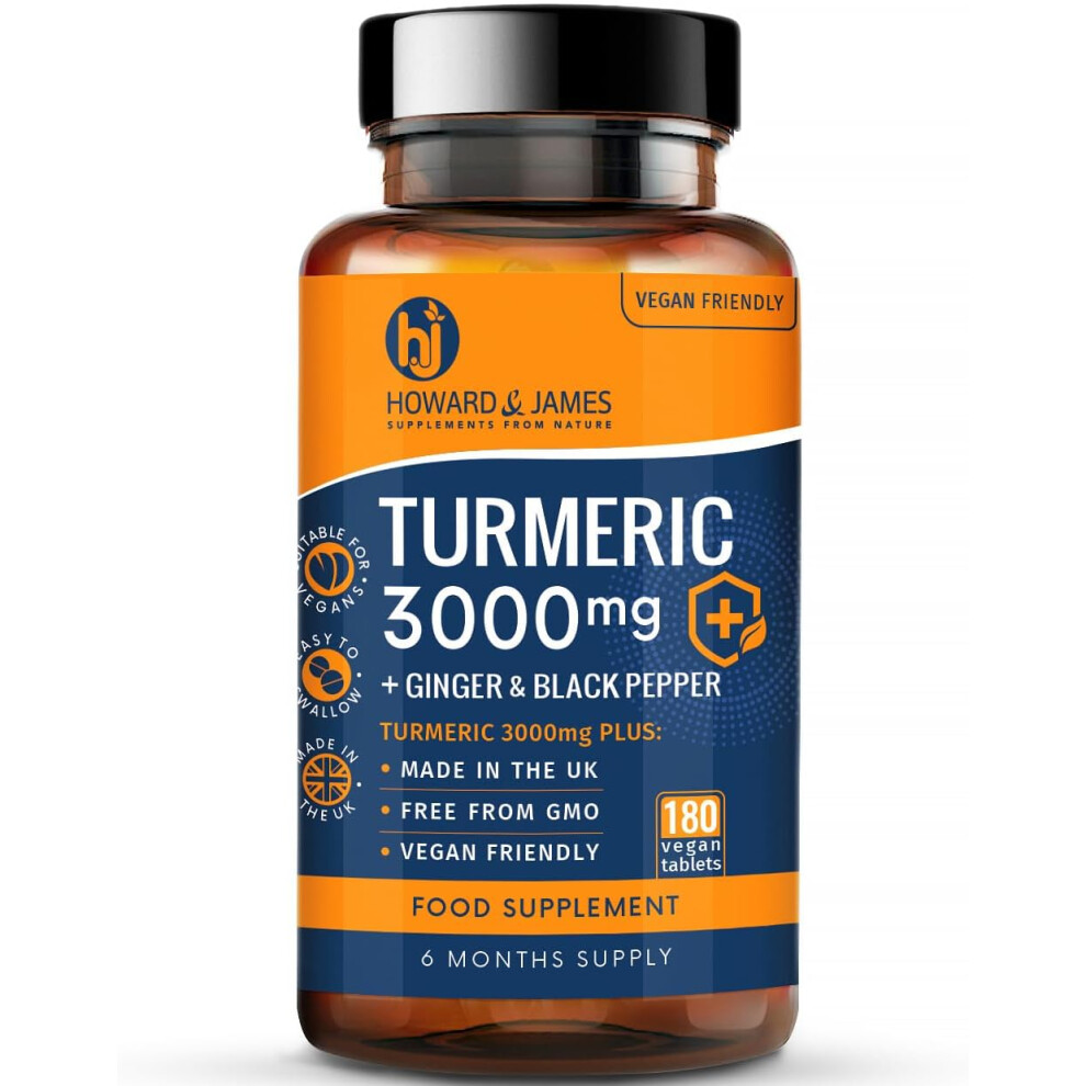 Turmeric 3000mg High Strength Supplement with Black Pepper and Ginger