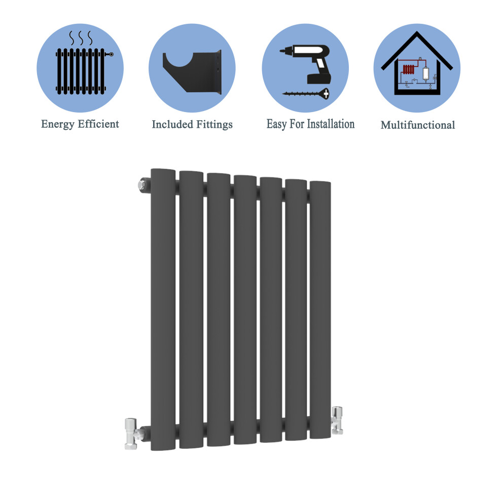 (Single, 600x413mm) Anthracite Central Heating Oval Column Radiators