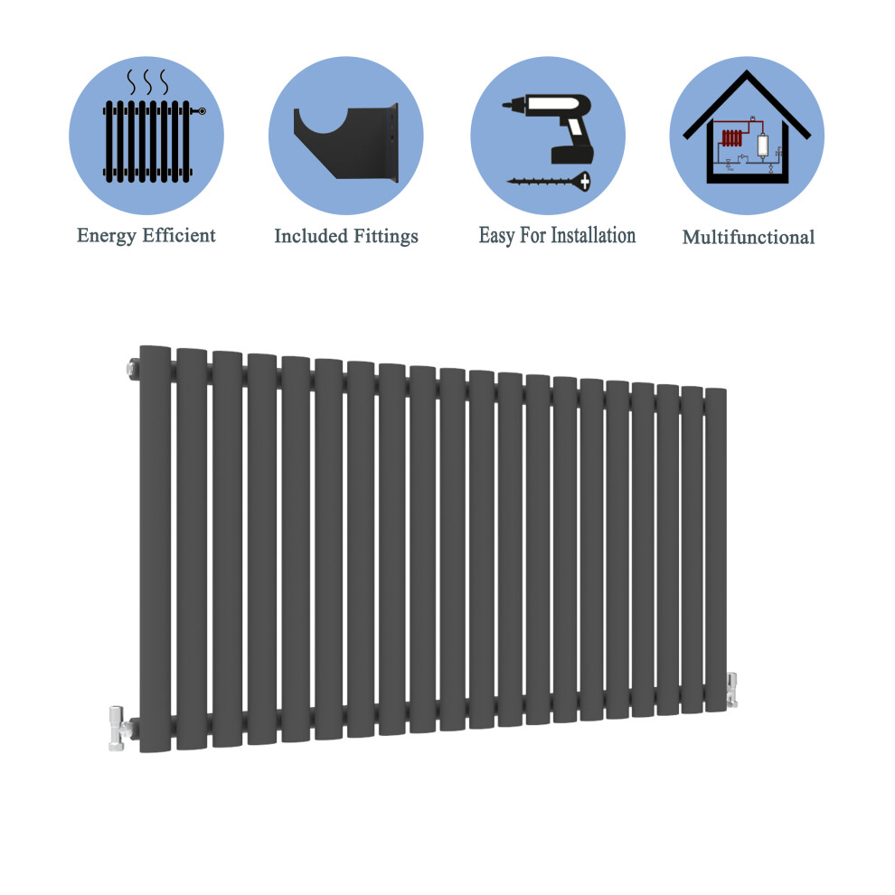 (Single, 600x1003mm) Anthracite Central Heating Oval Column Radiators