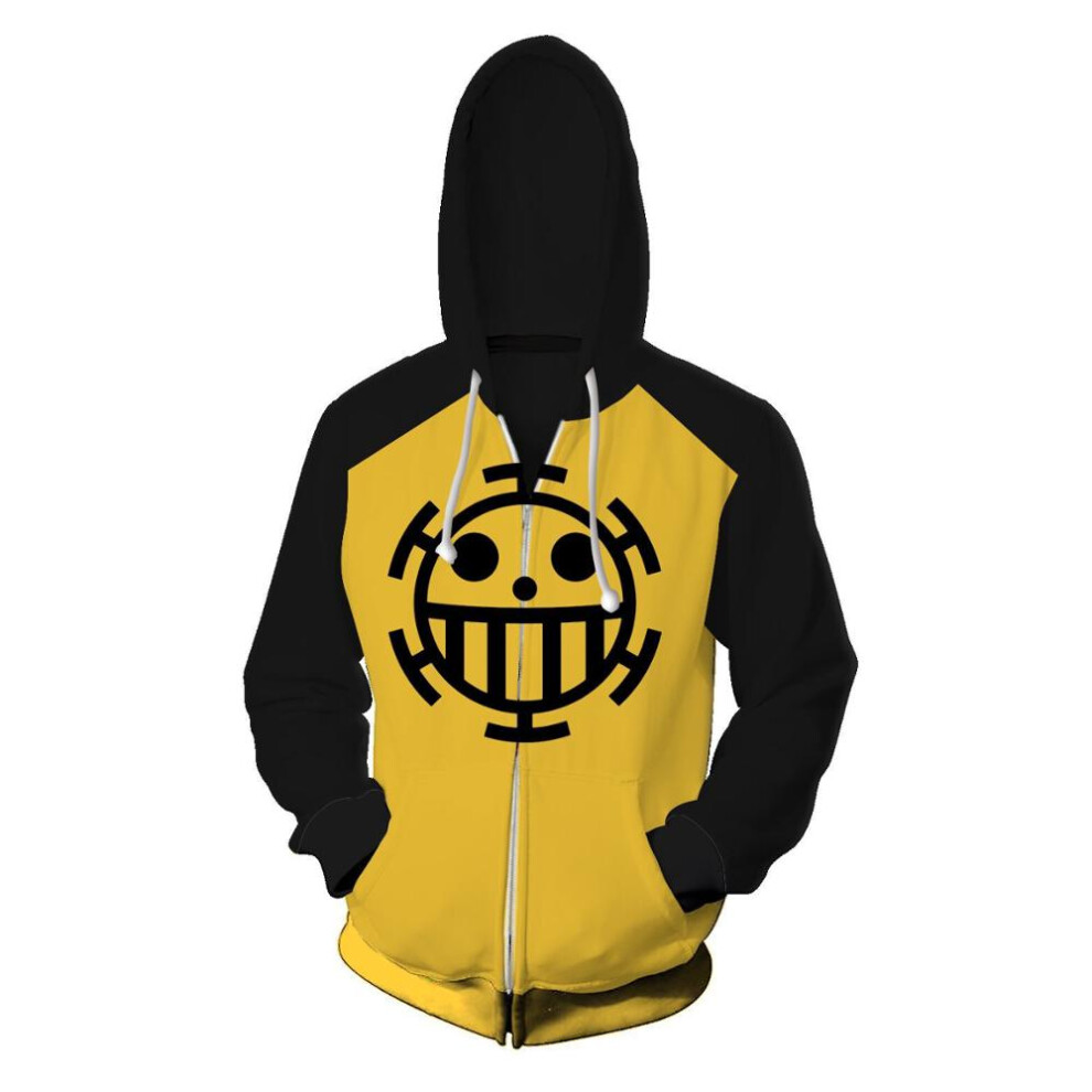 (XL) Anime One Piece 3D Hoodie Sweatshirts Trafalgar Law Cosplay Pirates Of Heart Thin Pullover Hoodies Tops  Outerwear Coat Outfit