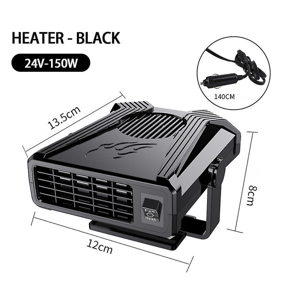 300W Portable Car Fan Heater Vehicle Heating Windscreen Defroster Demister 24V Black 7669443078774
