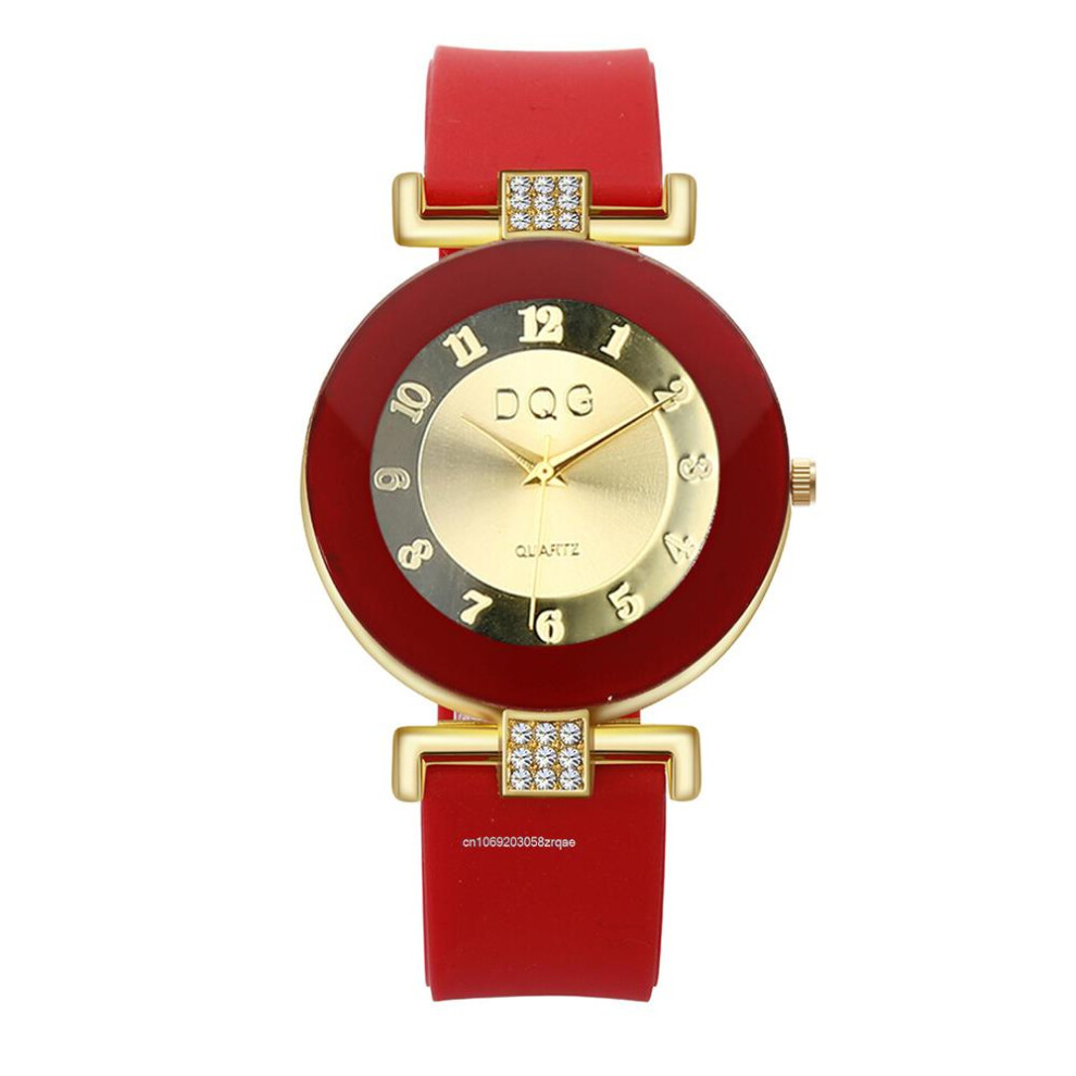 (Red 5) Luxury Women Quartz Watches Simple Design, Black Silicone Strap-image-OPC-PDTNTSM-NEW