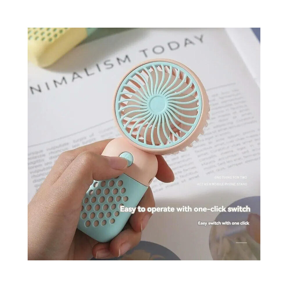 (yellow) 2024 New Handheld Charging Fan Cartoon Cute Small Student Charging Small Fan Portable Mini USB Fan Mini Pocket