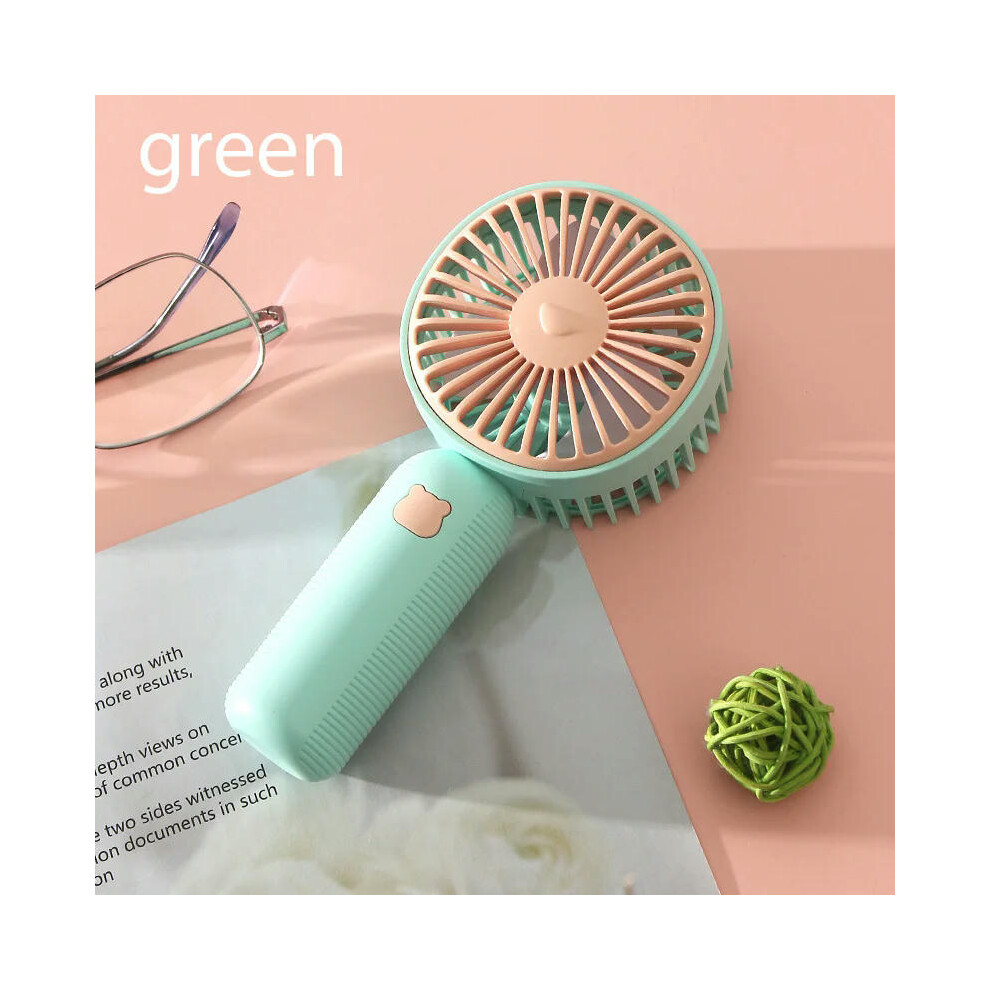 (Light green) Mini Portable Fans Handheld USB Rechargeable Fan Air Cooler Outdoor Travel Hand Fans Ventilation Fan