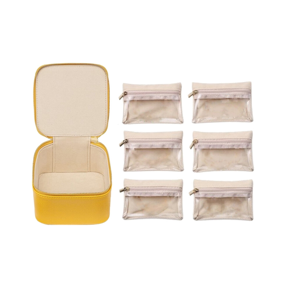 (Gold) Portable Jewelry Box with 6 Pockets Elegant Jewellery Holder for Women and Girls-image-OPC-PDTNVDZ-NEW