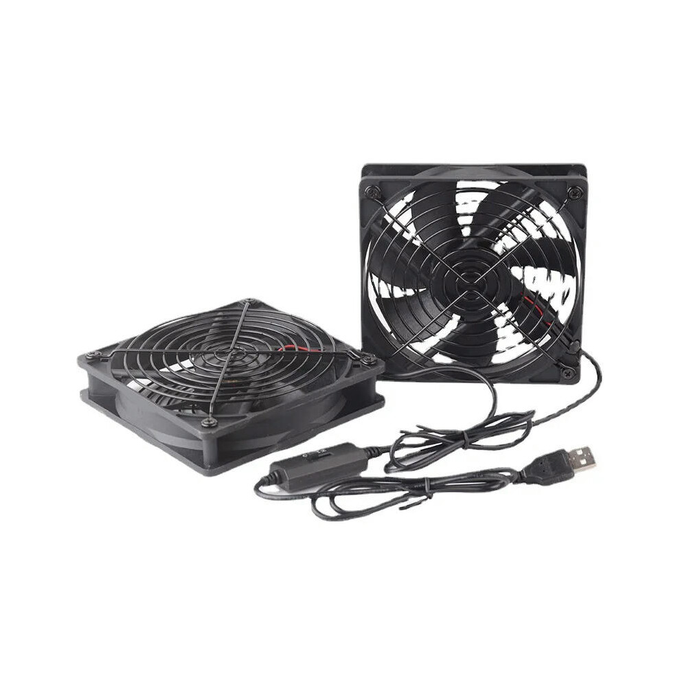 (2 Fan) 120Mm 5V USB Powered PC Router Fans With Speed Controller High Airflow Cooling Fan For Router Modem Receiver