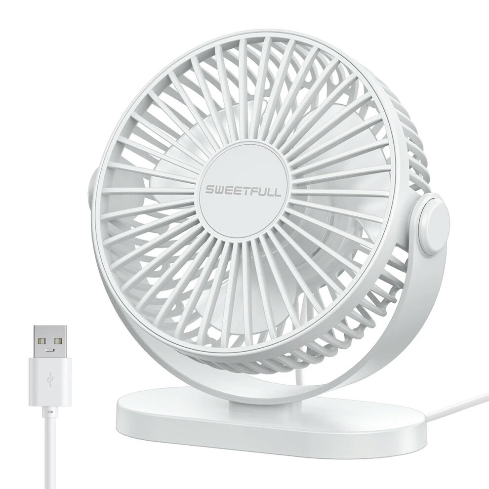 (White) Mini USB Desktop Fan Portable Hook up Fan Desktop Office USB Quiet Cooling Fans Three Speed Adjustment Suitable For Home Office