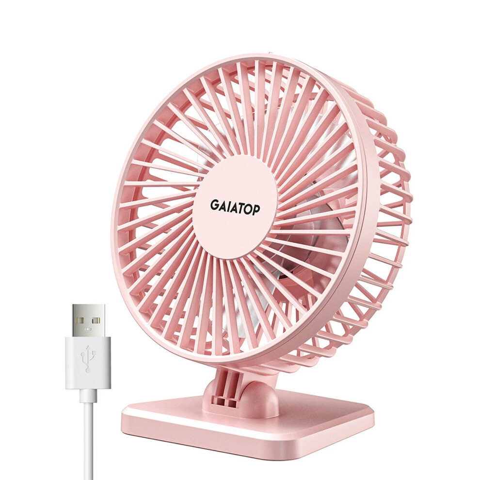 (pink) GAIATOP Mini USB Desktop Fan Portable Fan Desktop Office USB Quiet Cooling Fans Three Speed Adjustment Suitable For Home Office