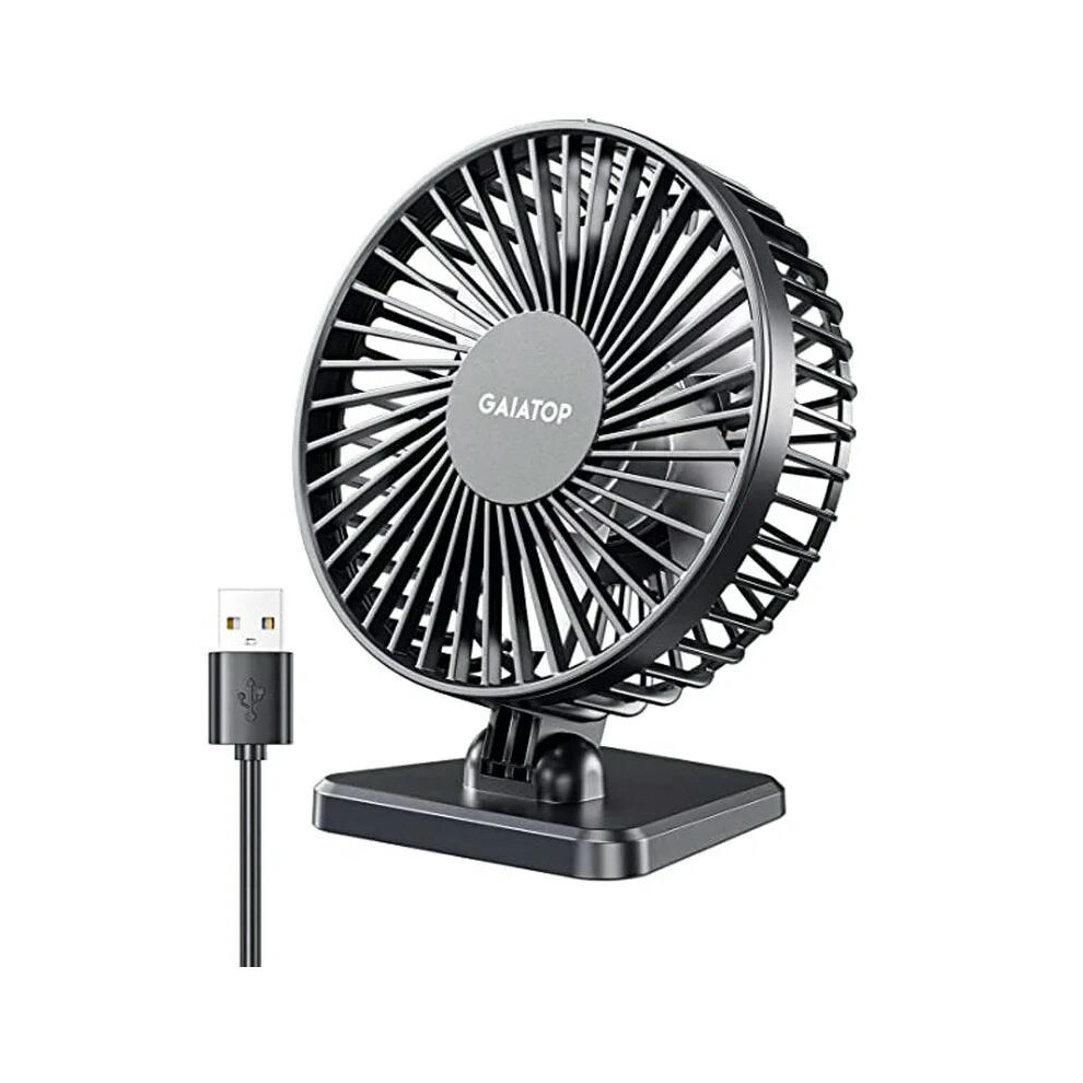 (Black-Transparent) GAIATOP Mini USB Desktop Fan Portable Fan Desktop Office USB Quiet Cooling Fans Three Speed Adjustment Suitable For Home Office