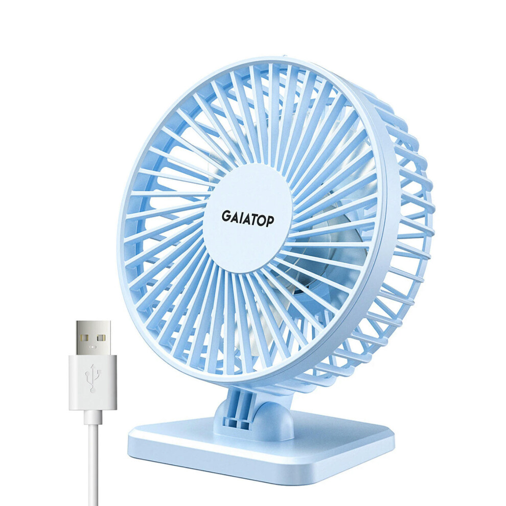 (blue) GAIATOP Mini USB Desktop Fan Portable Fan Desktop Office USB Quiet Cooling Fans Three Speed Adjustment Suitable For Home Office