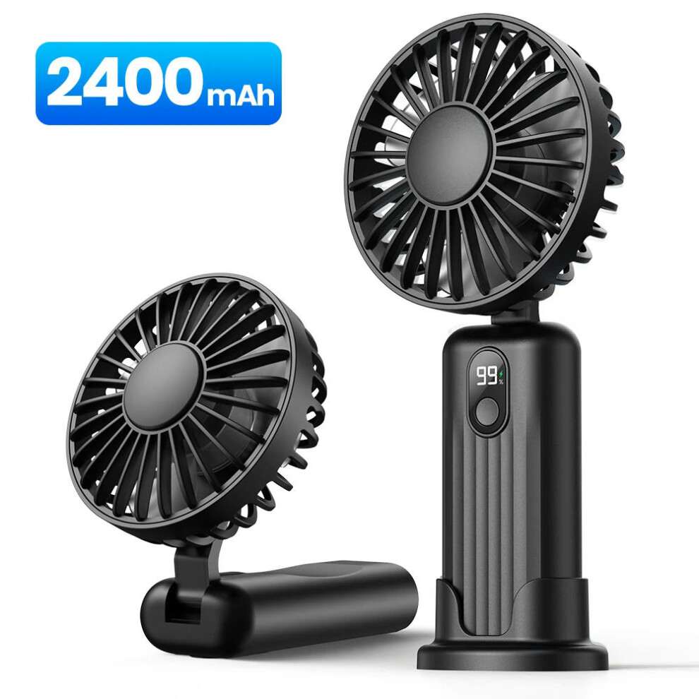 (Black 2400mAh) TOPK 5000mah Mini Portable Fan, USB Desk Electric Fan, Small Personal hand Fan with USB Rechargeable Cooling Neck Fans for Room