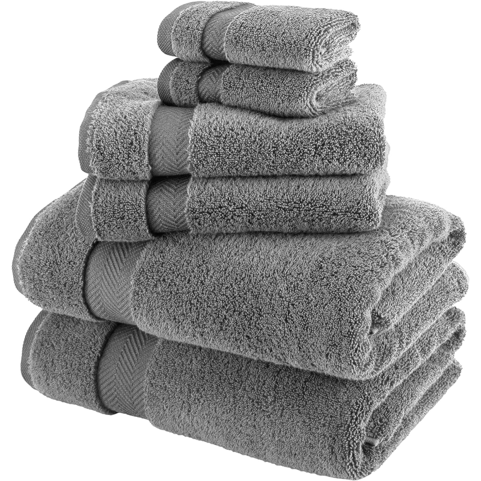(Charcoal) 6 Pcs Towel Set 800GSM Egyptian Cotton Luxury Soft Face Hand Bath Sheets Big Bathroom Towels