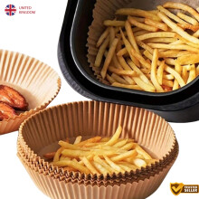 50 Disposable Air Fryer Liners Round Greaseproof Parchment Sheets