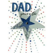 Dad You're A Star Sparkle-Magic Wonder! Hand-Finished Father's Day Greeting Card