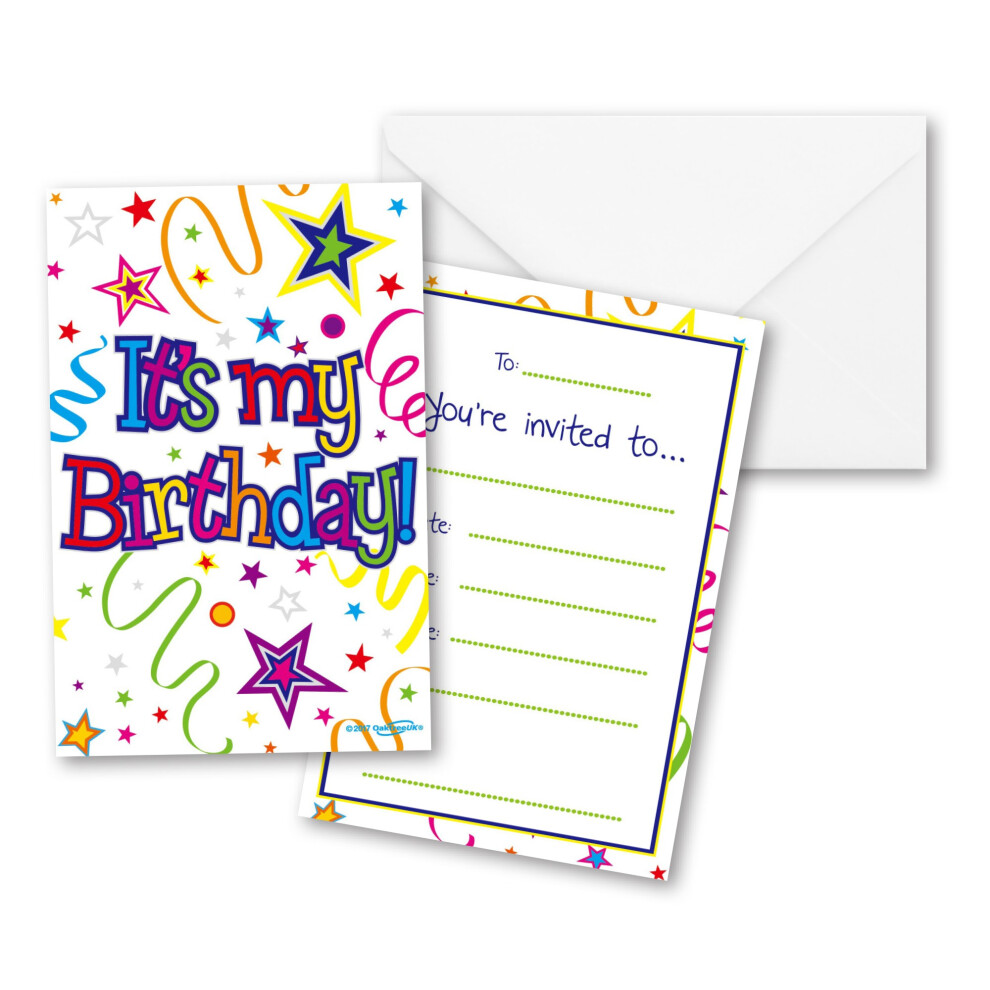 Oaktree It's My Birthday Ribbon Invitations (Pack of 8)