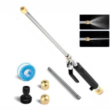 (Black) 6 Pcs High Pressure Water Lance Hose Nozzle Jet Garden Car Washer Spray Gun Set