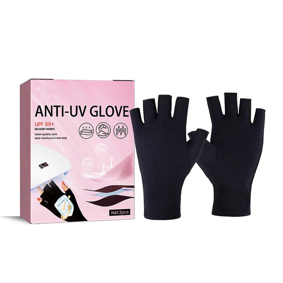 Light Anti-Uv Gloves For Gel Nail Lamp Upf99 Protection Fingerless Uv