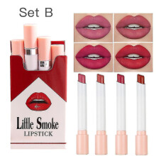 (B) 4pcs Lipstick Set Ciggerate Lip Stick Kit Long Lasting Red Lipstick Lana Del Rey Lipstic Pack Women Cosmetics Makeup Xinda